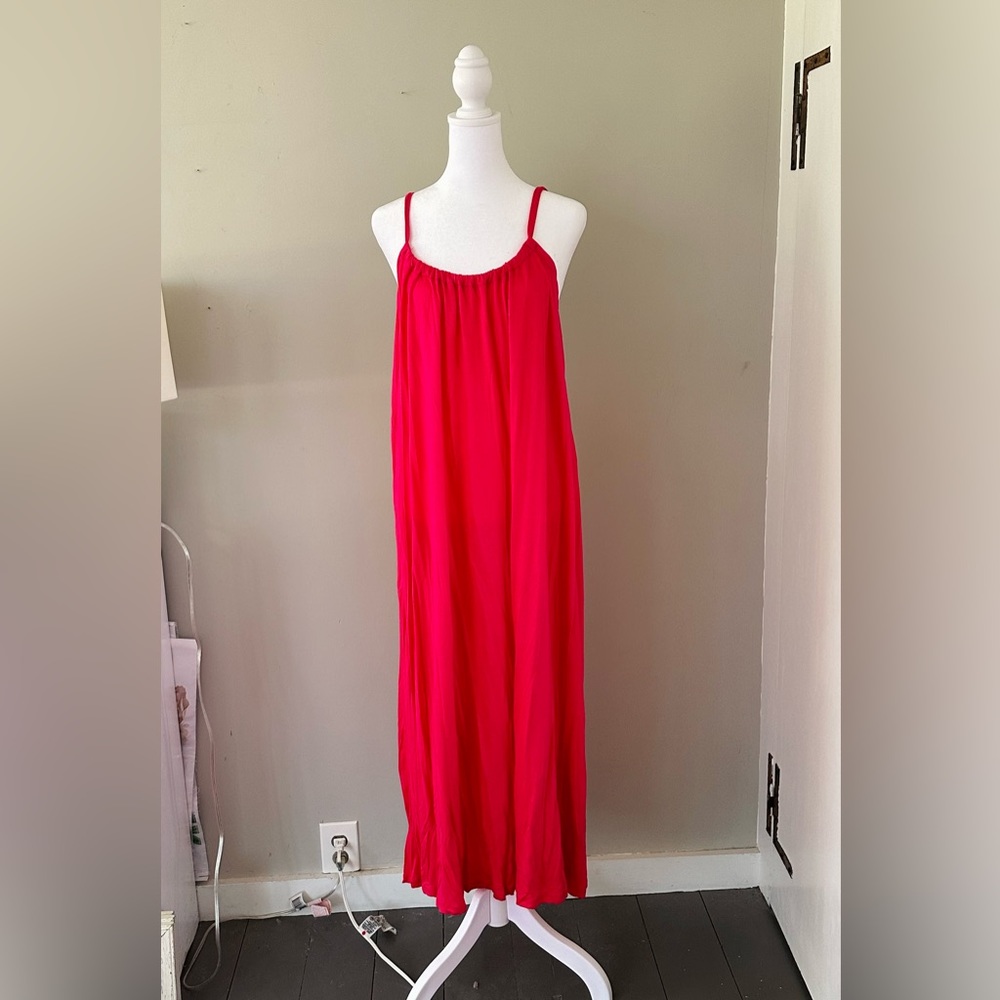 Super soft pink low back maxi dress